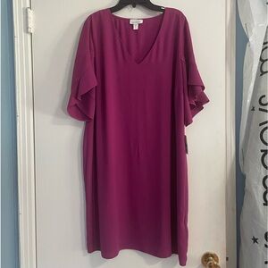 Jaclyn Smith Collection Purple/Pink Ruffle Dress Size XL NWT
